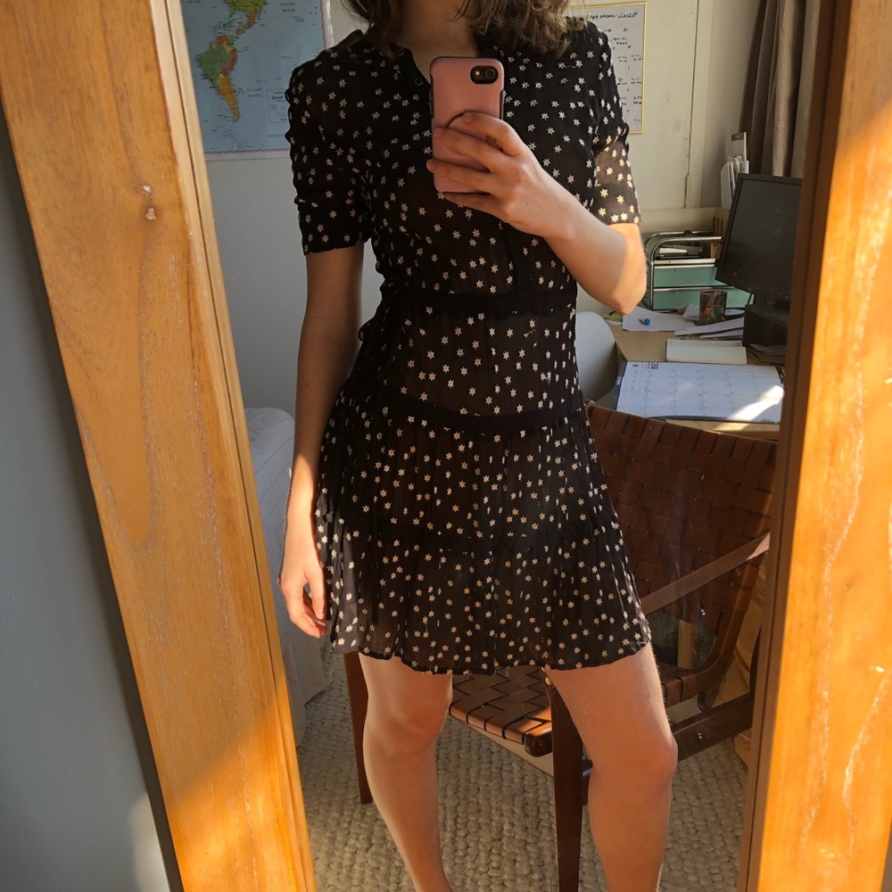 Allsaints Picolina tiered mini dress S with stars